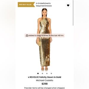 Gold Sequin Strapless Evening Dress